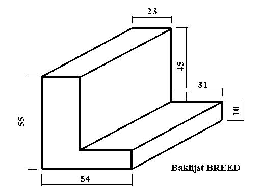 dfc houten lijst baklijst breed 3d tekening