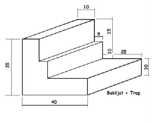 dfc houten lijst baklijst met trap tekening